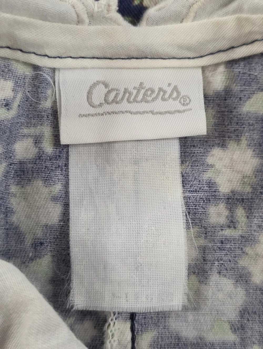 Carter’s Baby Floral Romper Peter Pan Collar Embroidery Bear Vtg 90s Cottagecore